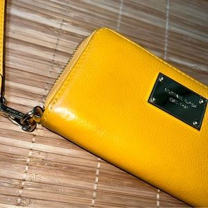 MICHAEL KORS Yellow Wristlet Wallet